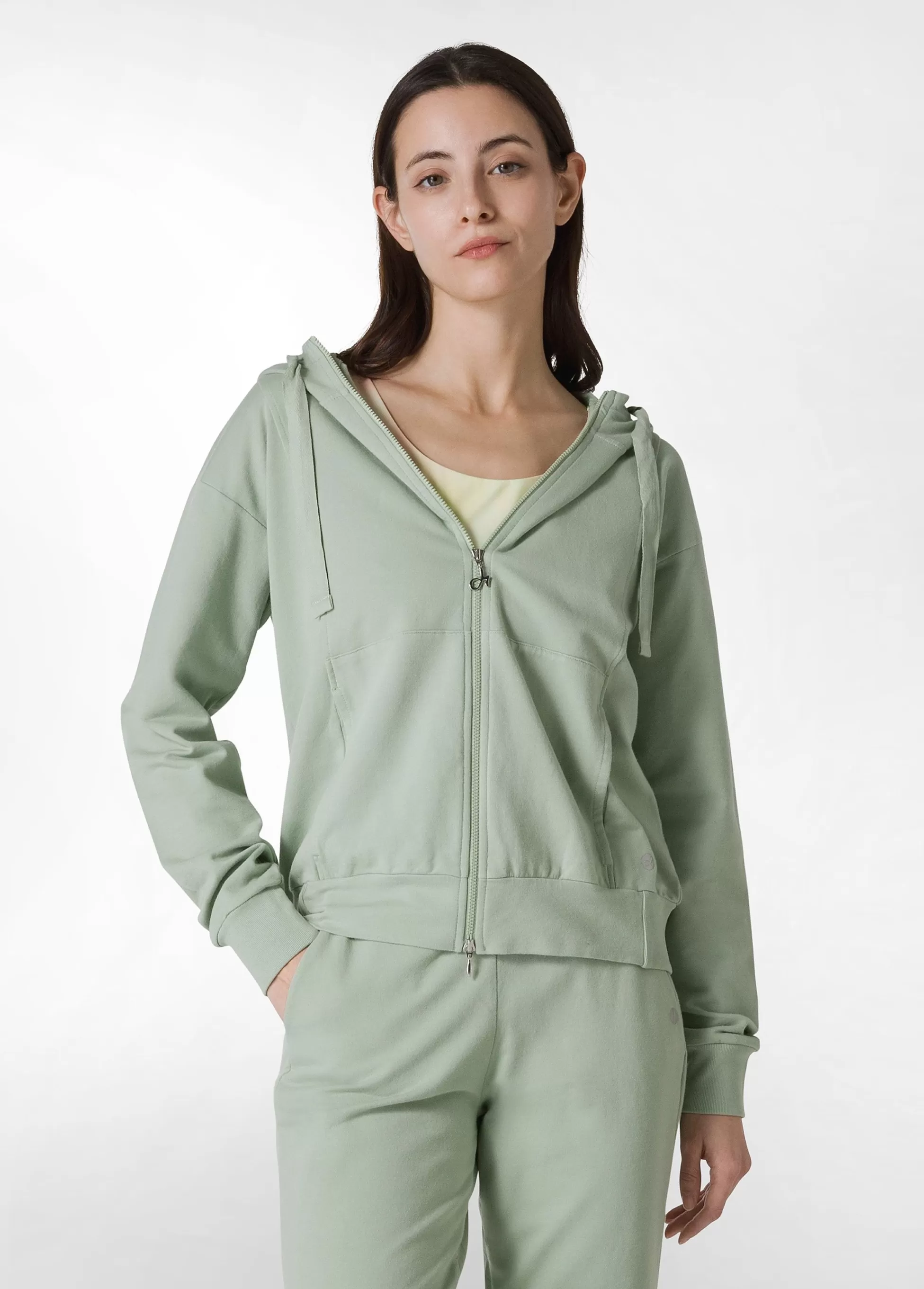 Donna DEHA Felpe & Maglieria*Felpa Core Leggera Con Zip E Cappuccio Verde