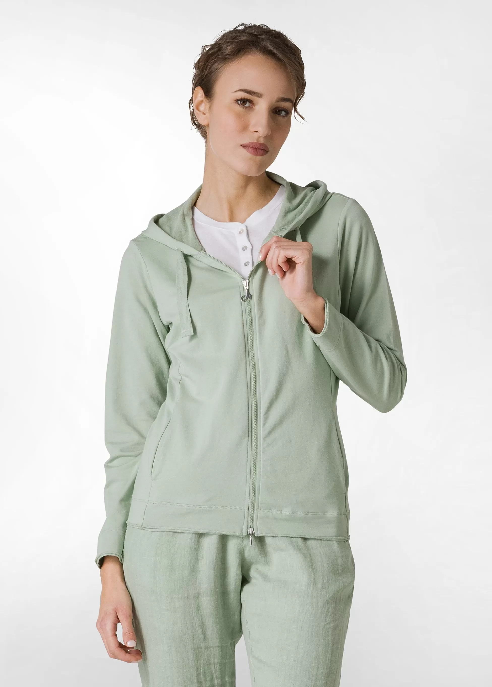 Donna DEHA Felpe & Maglieria*Felpa Core Leggera Con Zip E Cappuccio Verde