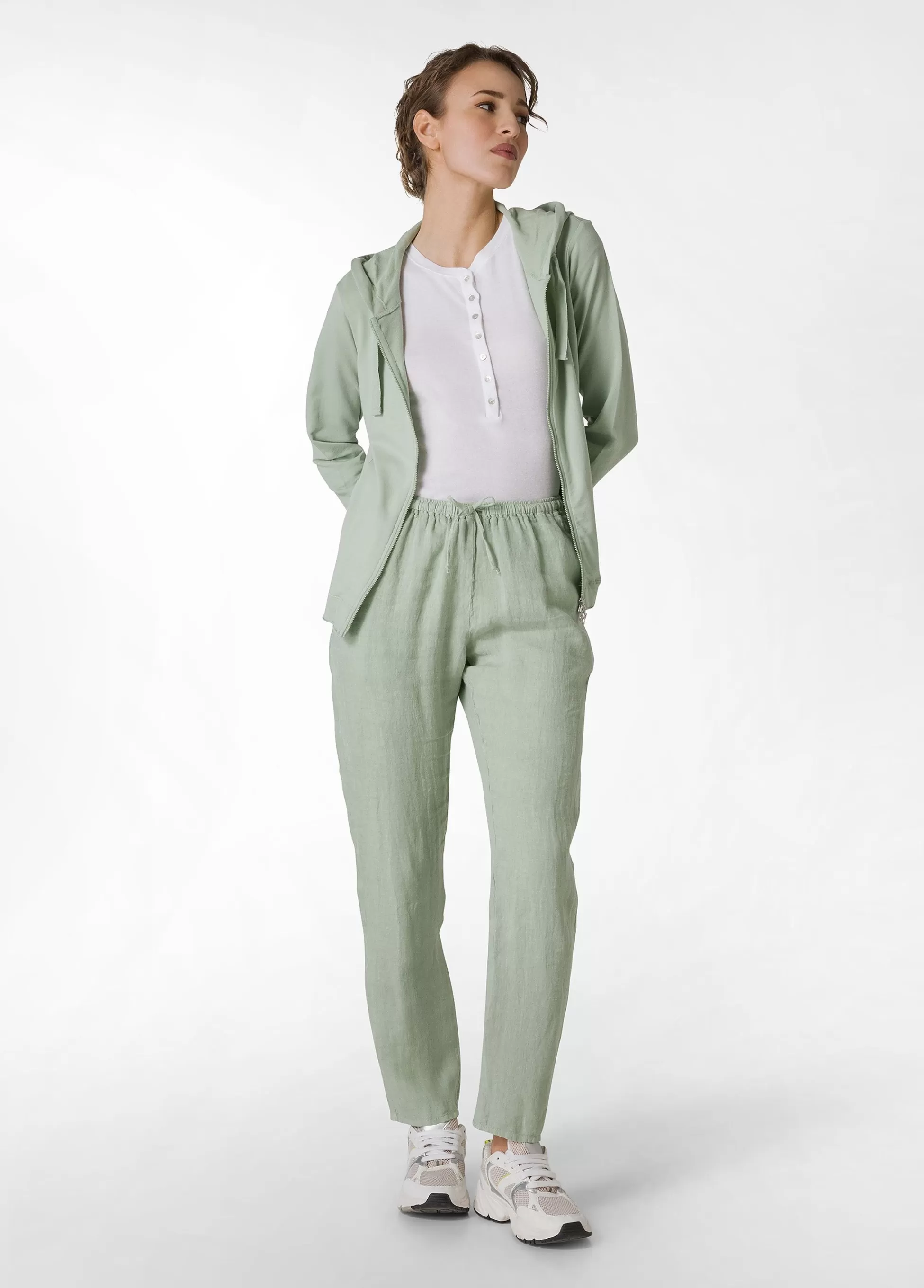Donna DEHA Felpe & Maglieria*Felpa Core Leggera Con Zip E Cappuccio Verde