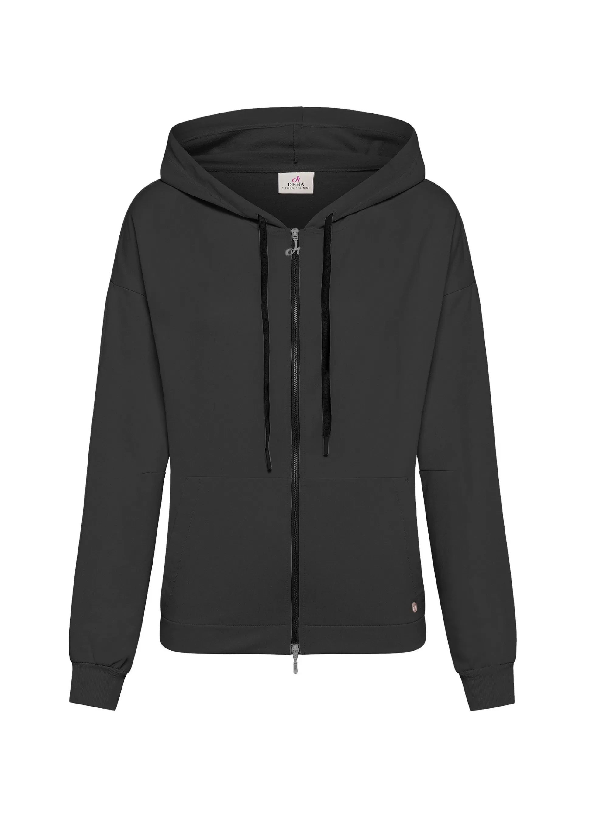 Donna DEHA Felpe & Maglieria*Felpa Zip E Cappuccio Dettagli Neri Nero