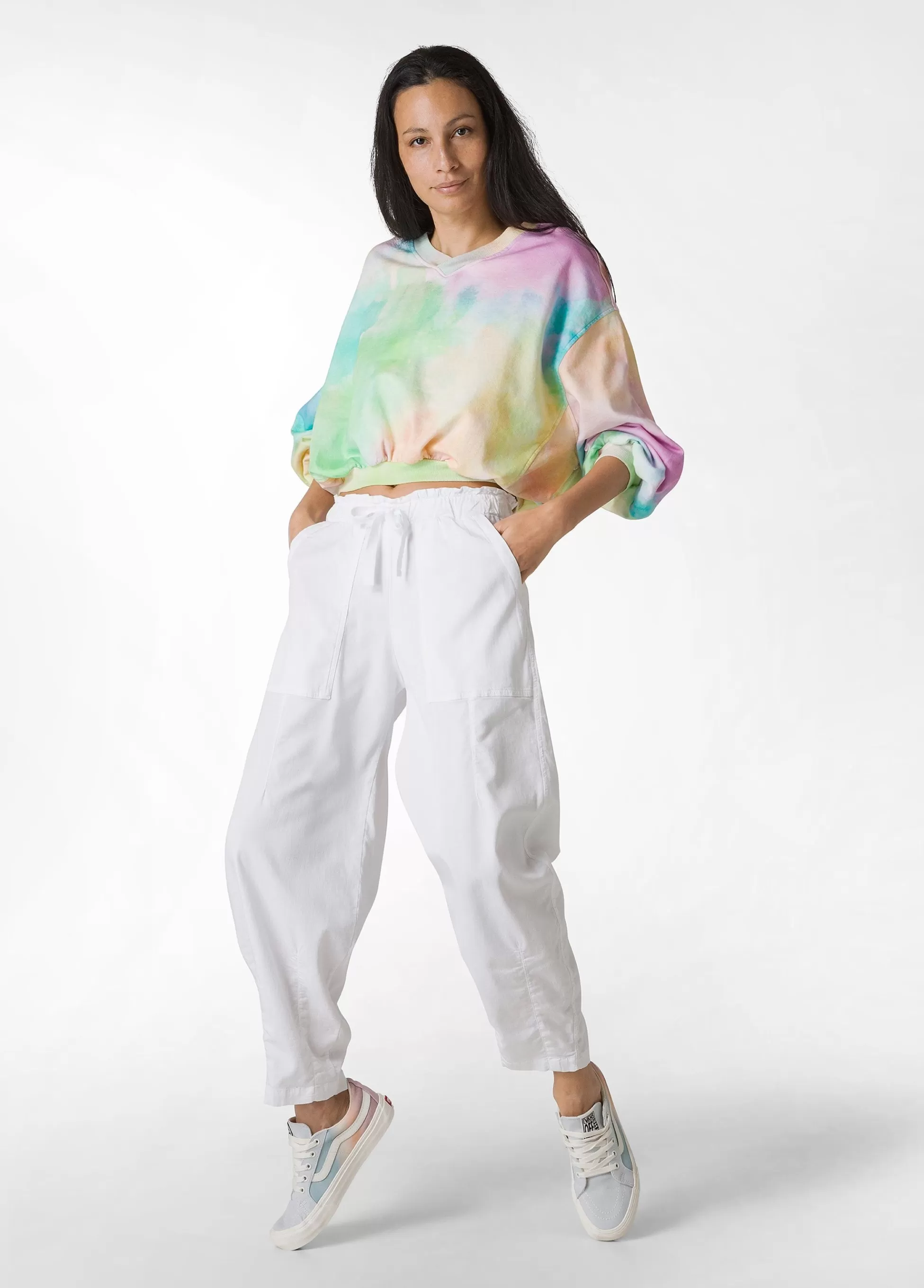 Donna DEHA Pantaloni*Pantalone Balloon In Gabardine Vintage Bianco
