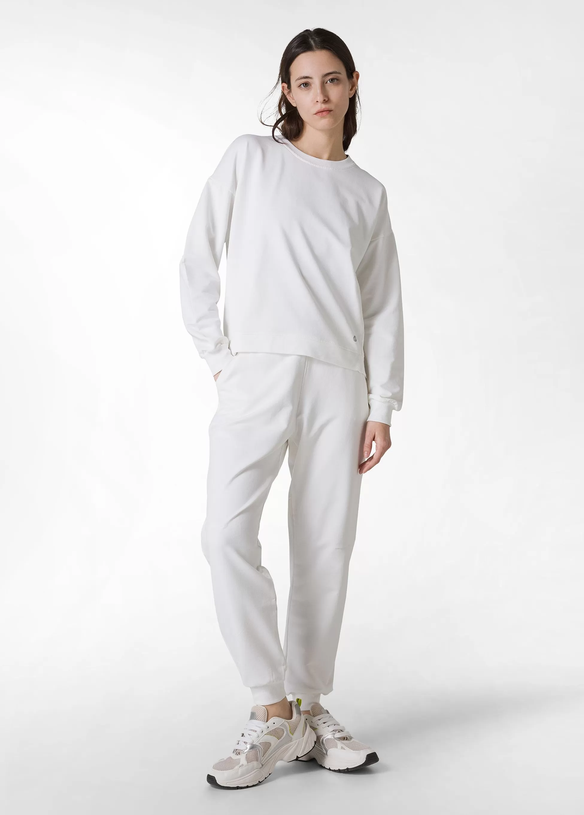 Donna DEHA Pantaloni*Pantalone In Felpa Dettagli Neri Bianco