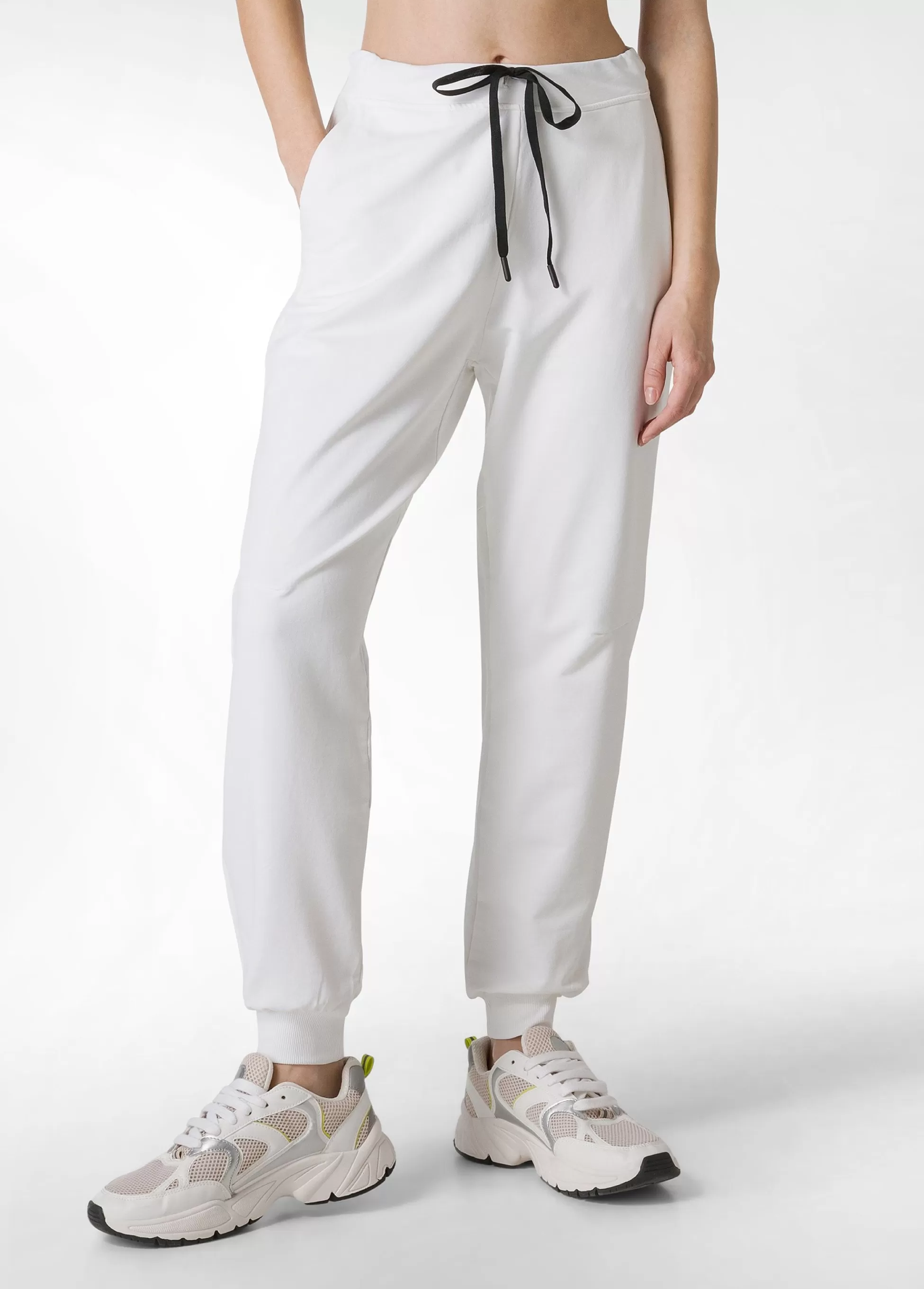 Donna DEHA Pantaloni*Pantalone In Felpa Dettagli Neri Bianco