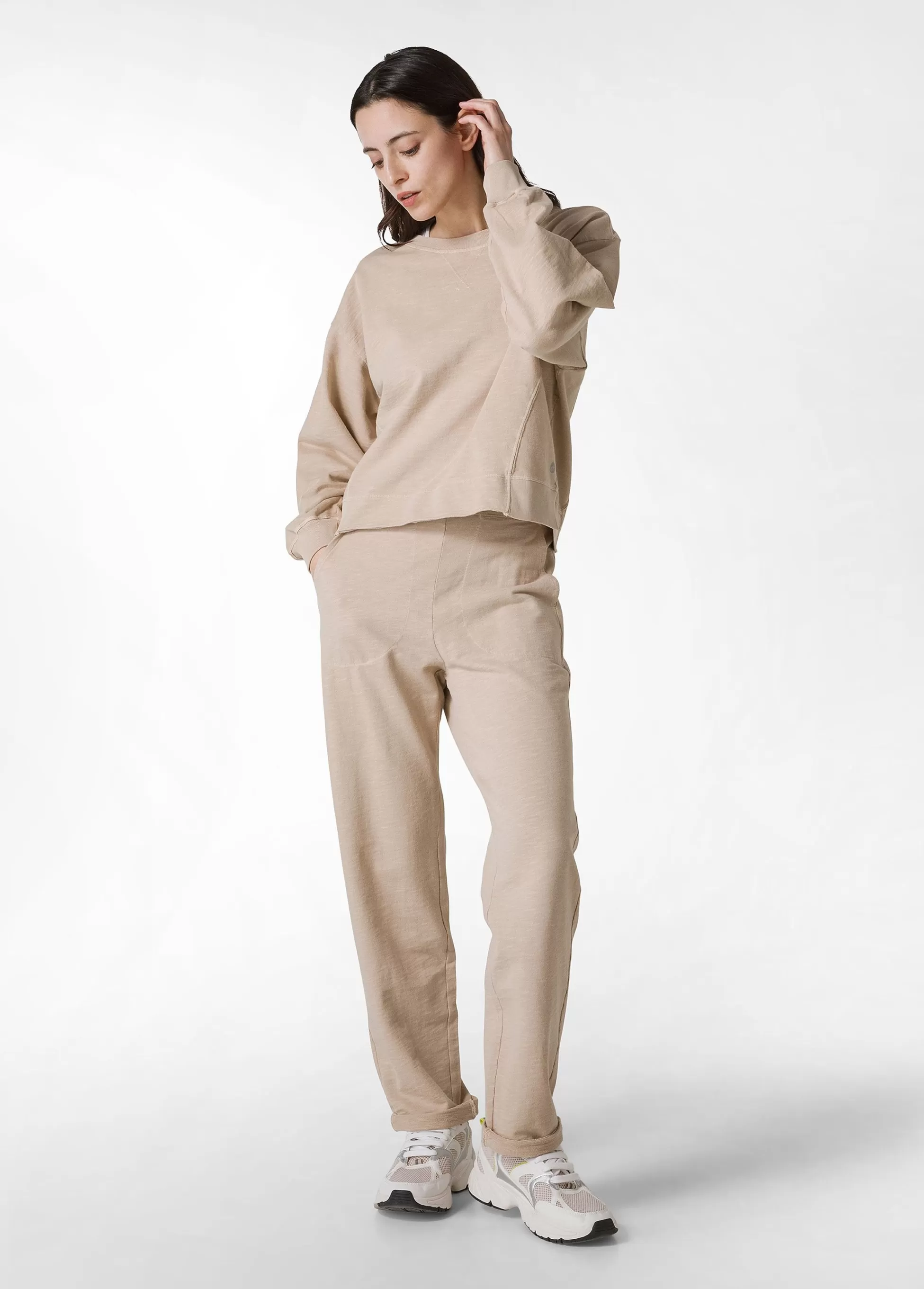 Donna DEHA Pantaloni*Pantalone In Felpa Fiammata Vintage Beige