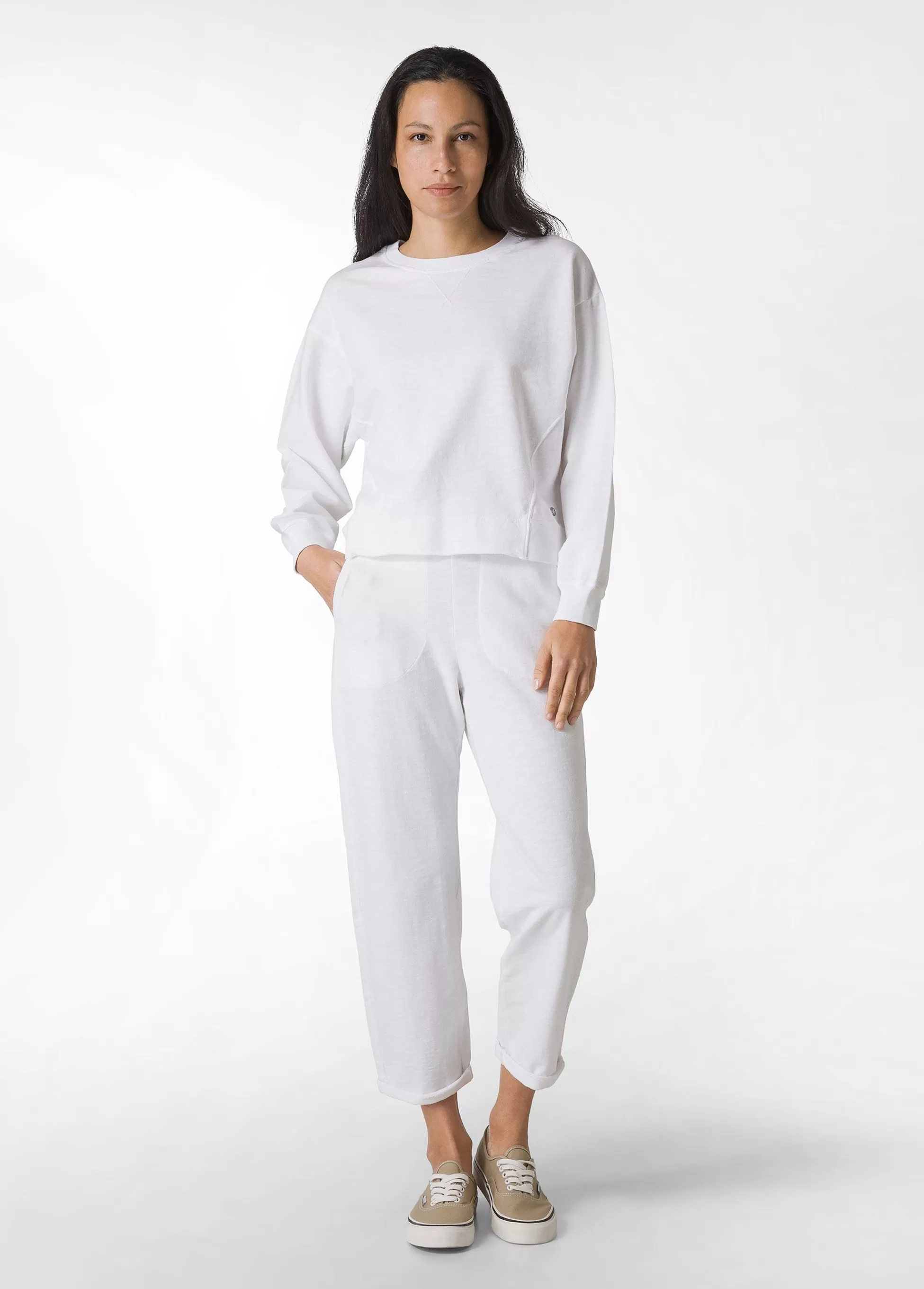 Donna DEHA Pantaloni*Pantalone In Felpa Fiammata Vintage Bianco