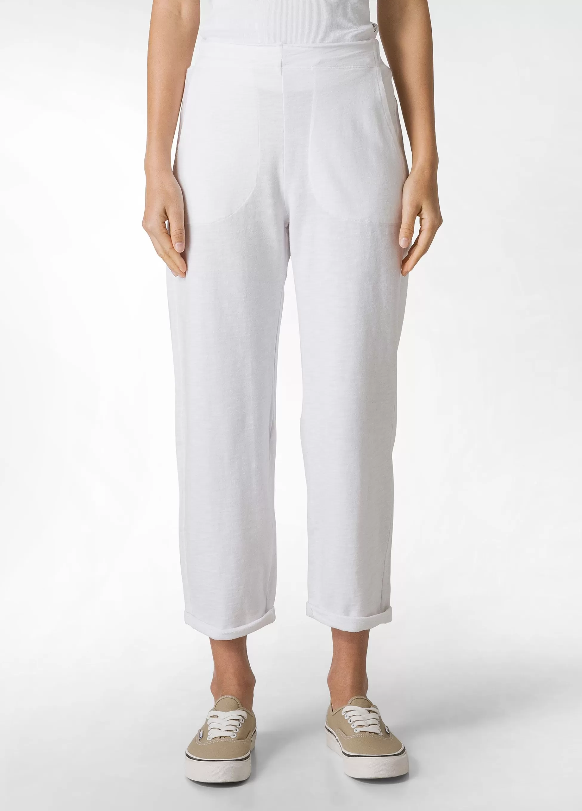 Donna DEHA Pantaloni*Pantalone In Felpa Fiammata Vintage Bianco