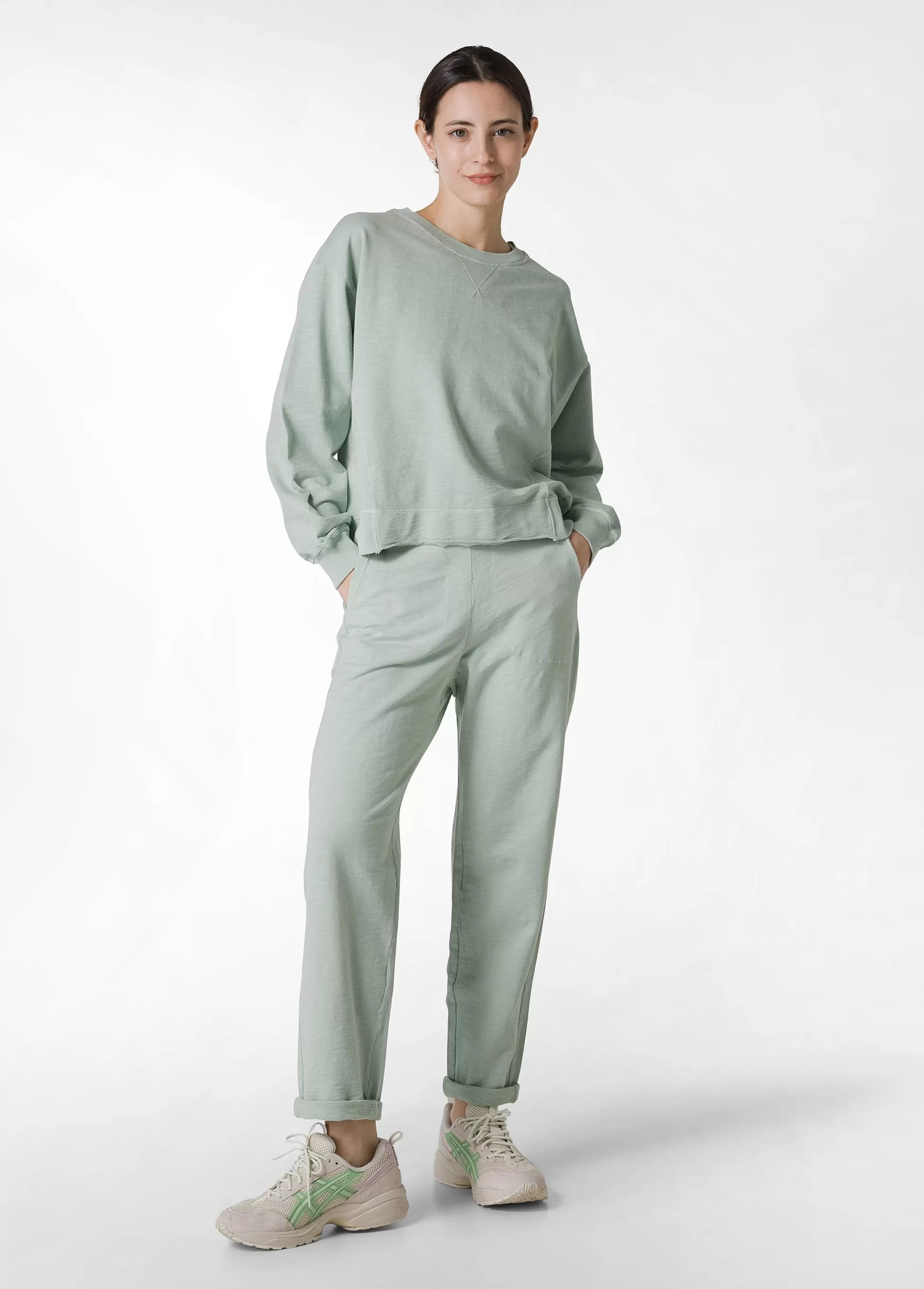 Donna DEHA Pantaloni*Pantalone In Felpa Fiammata Vintage Verde