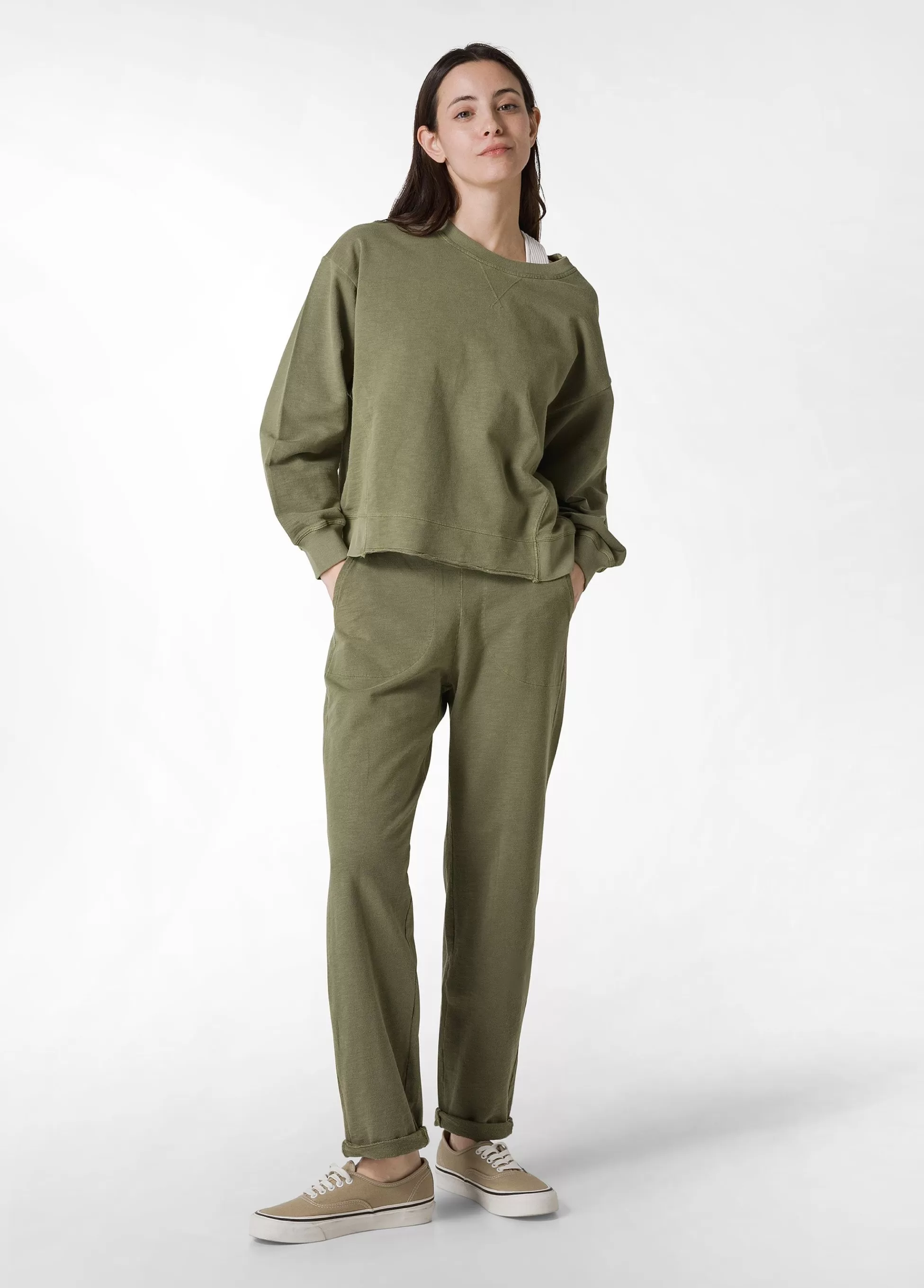 Donna DEHA Pantaloni*Pantalone In Felpa Fiammata Vintage Verde