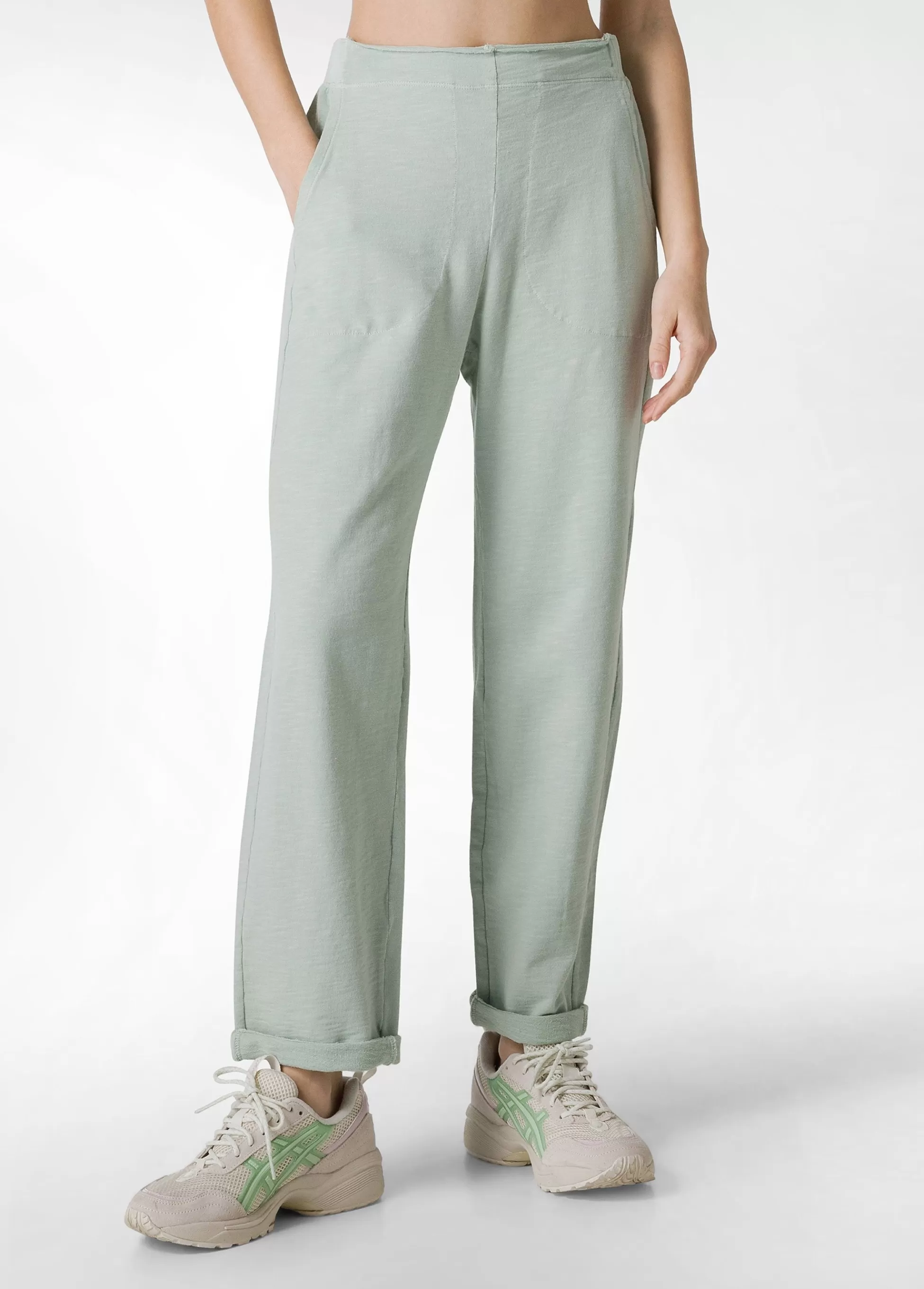 Donna DEHA Pantaloni*Pantalone In Felpa Fiammata Vintage Verde