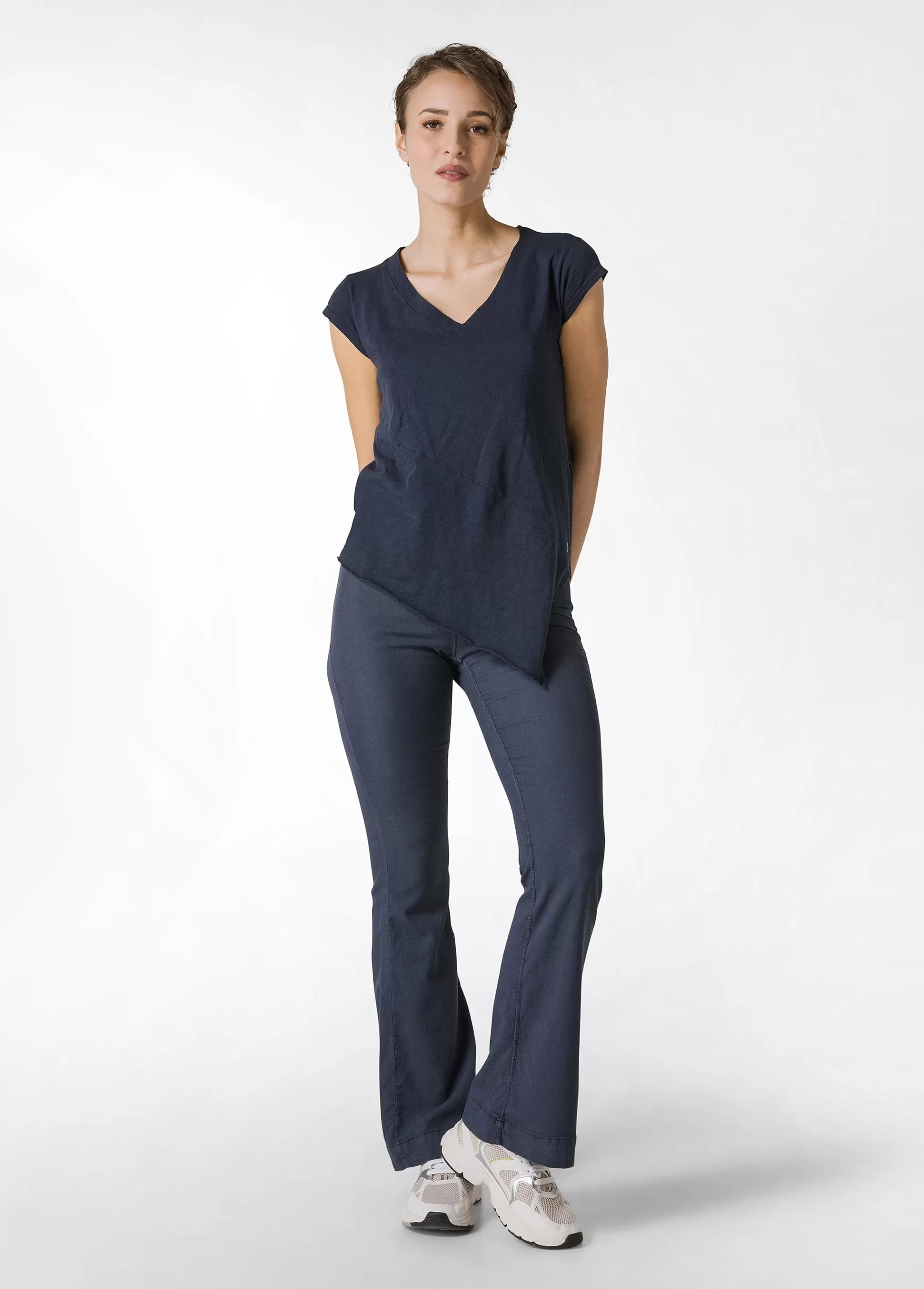 Donna DEHA Pantaloni*Pantalone Svasato In Gabardine Vintage Blu
