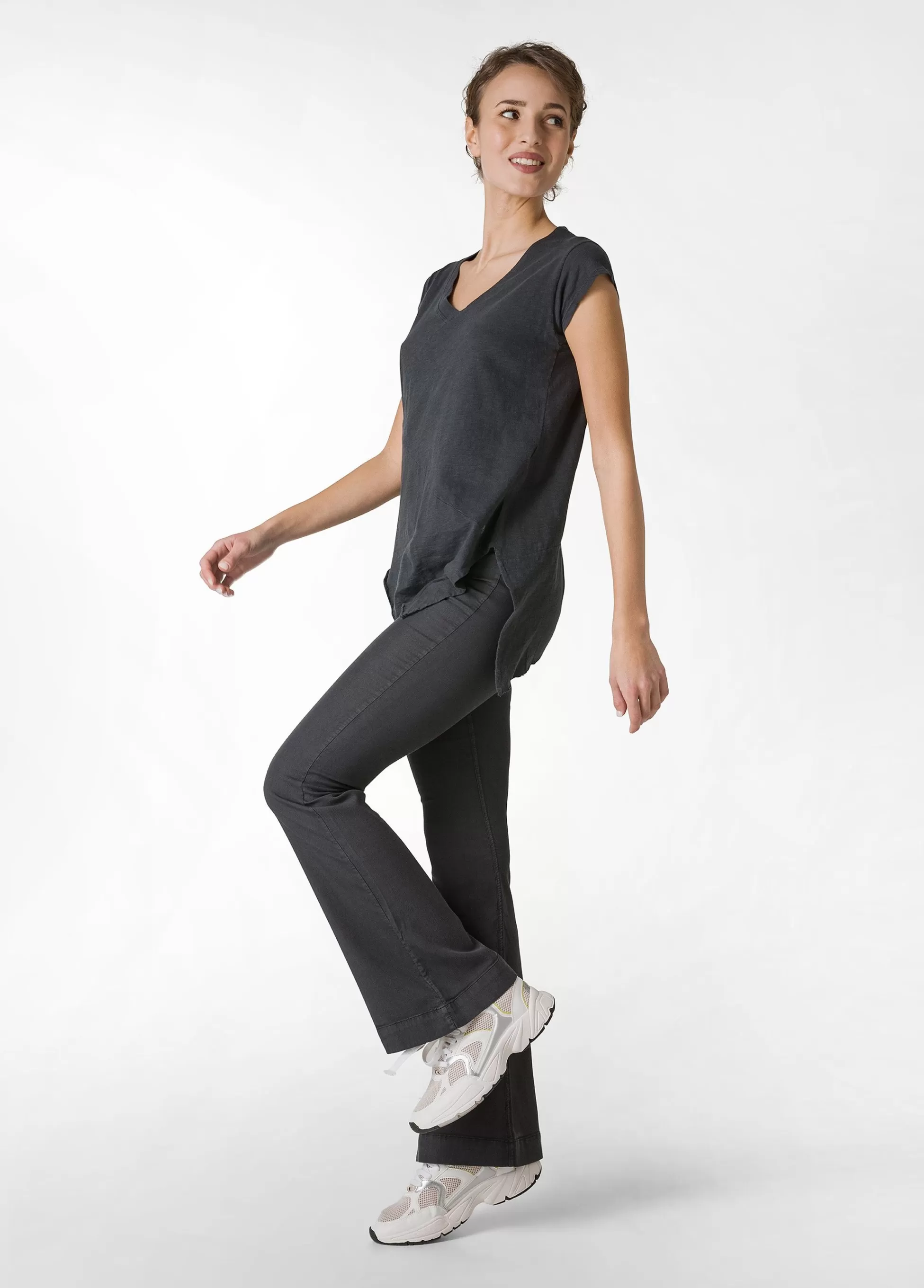 Donna DEHA Pantaloni*Pantalone Svasato In Gabardine Vintage Nero