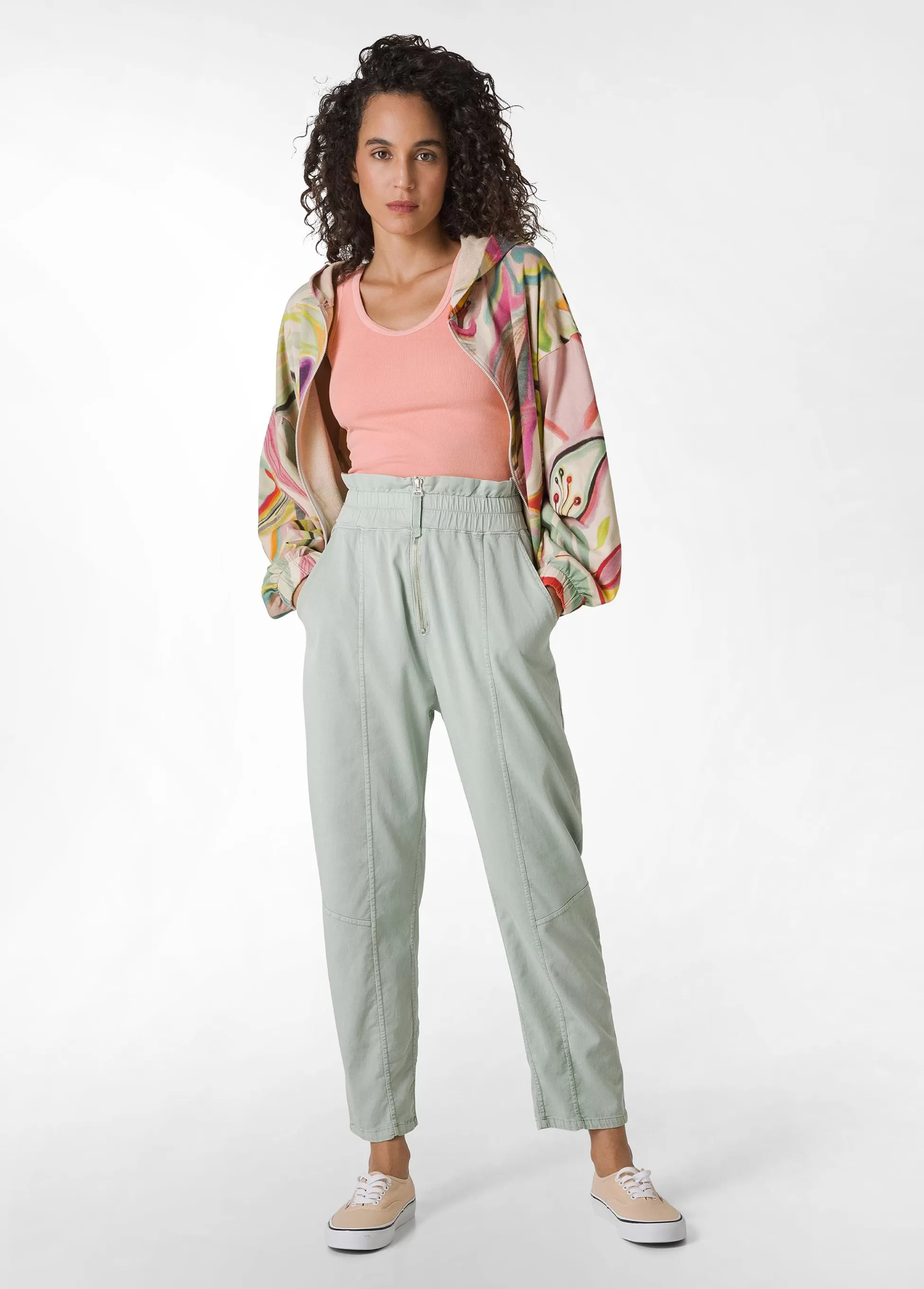 Donna DEHA Pantaloni*Pantalone Vita Alta In Gabardine Vintage Verde