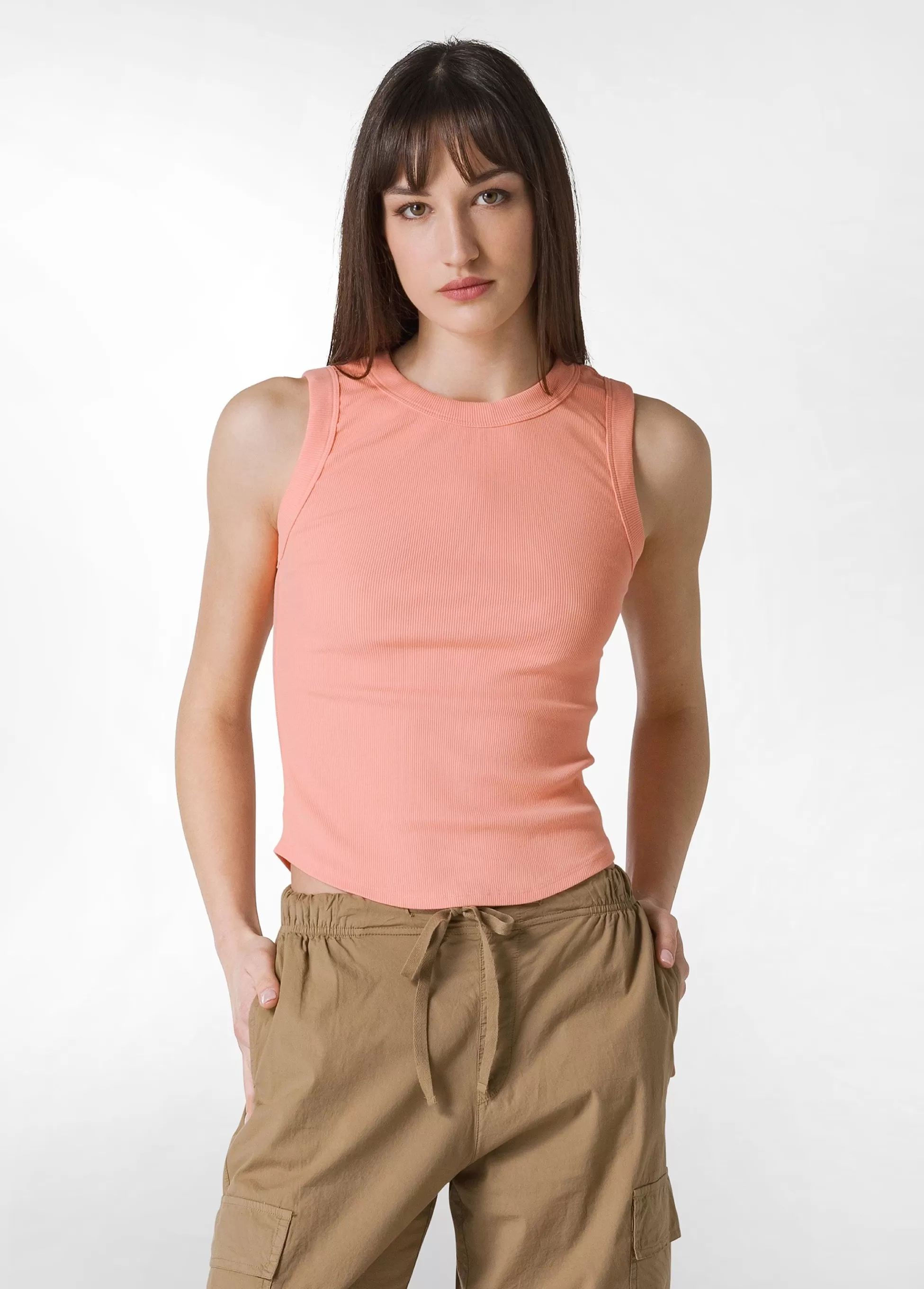 Donna DEHA Top & T-Shirts*Top In Costina Effetto Vintage Arancio