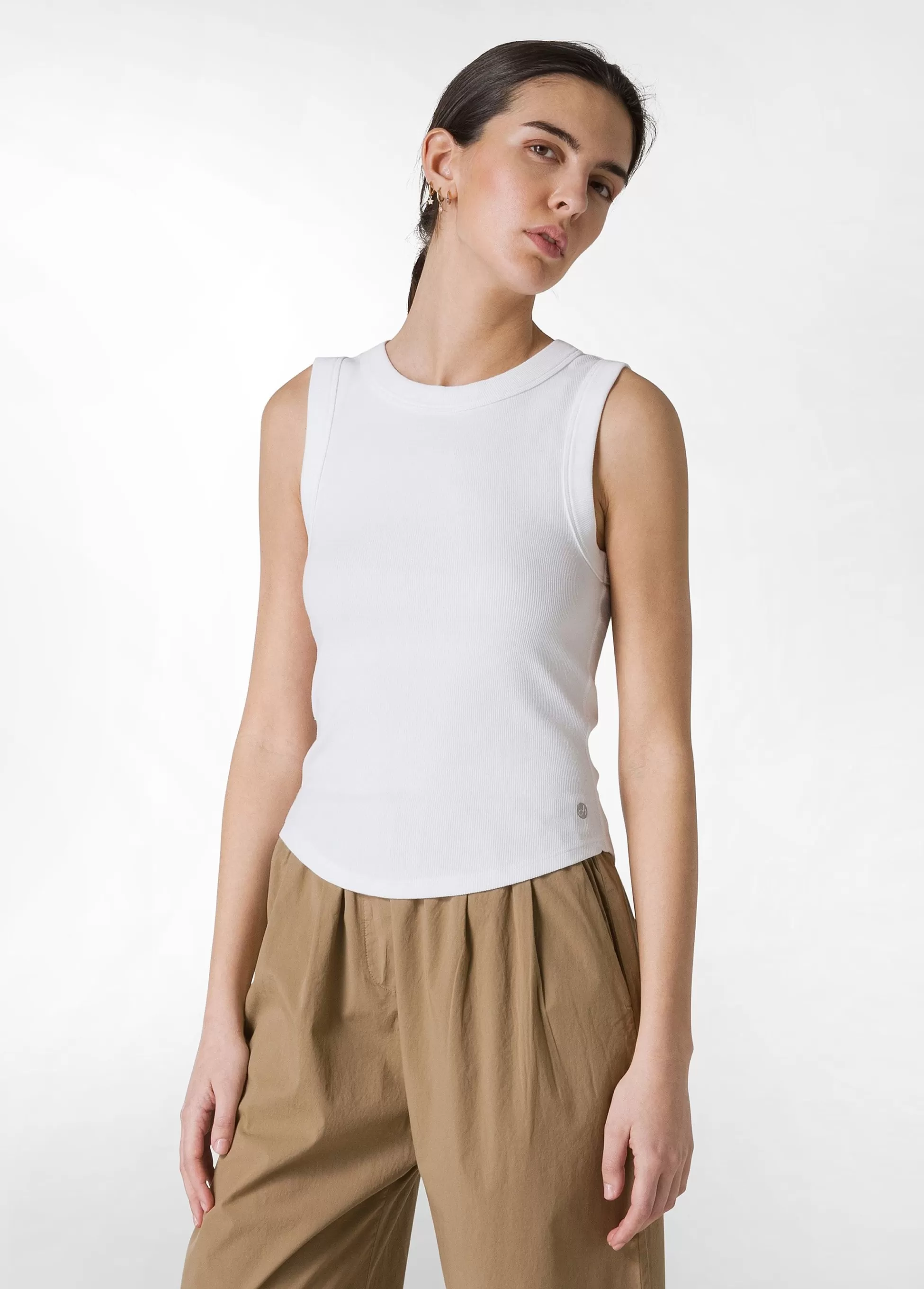 Donna DEHA Top & T-Shirts*Top In Costina Effetto Vintage Bianco