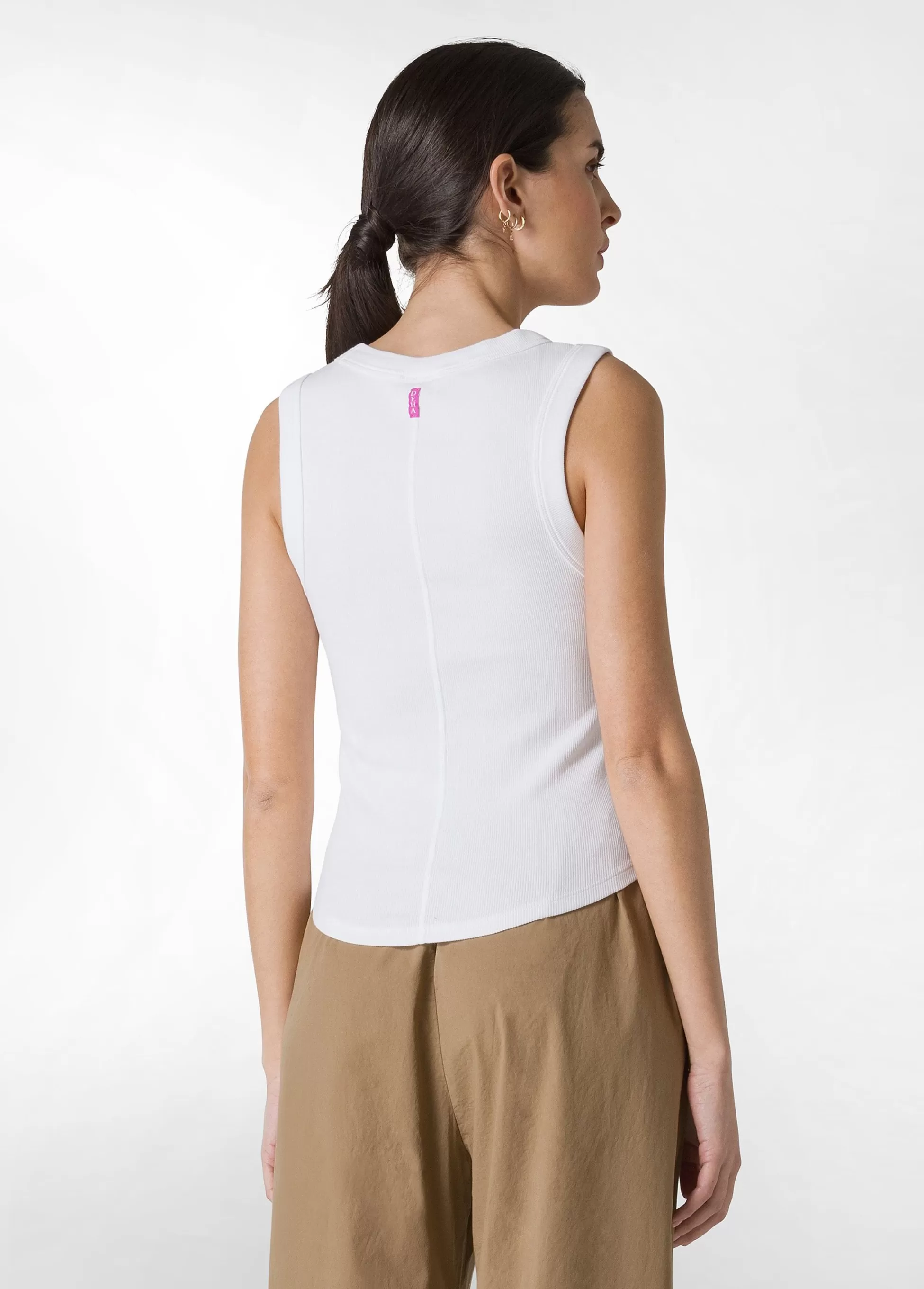 Donna DEHA Top & T-Shirts*Top In Costina Effetto Vintage Bianco
