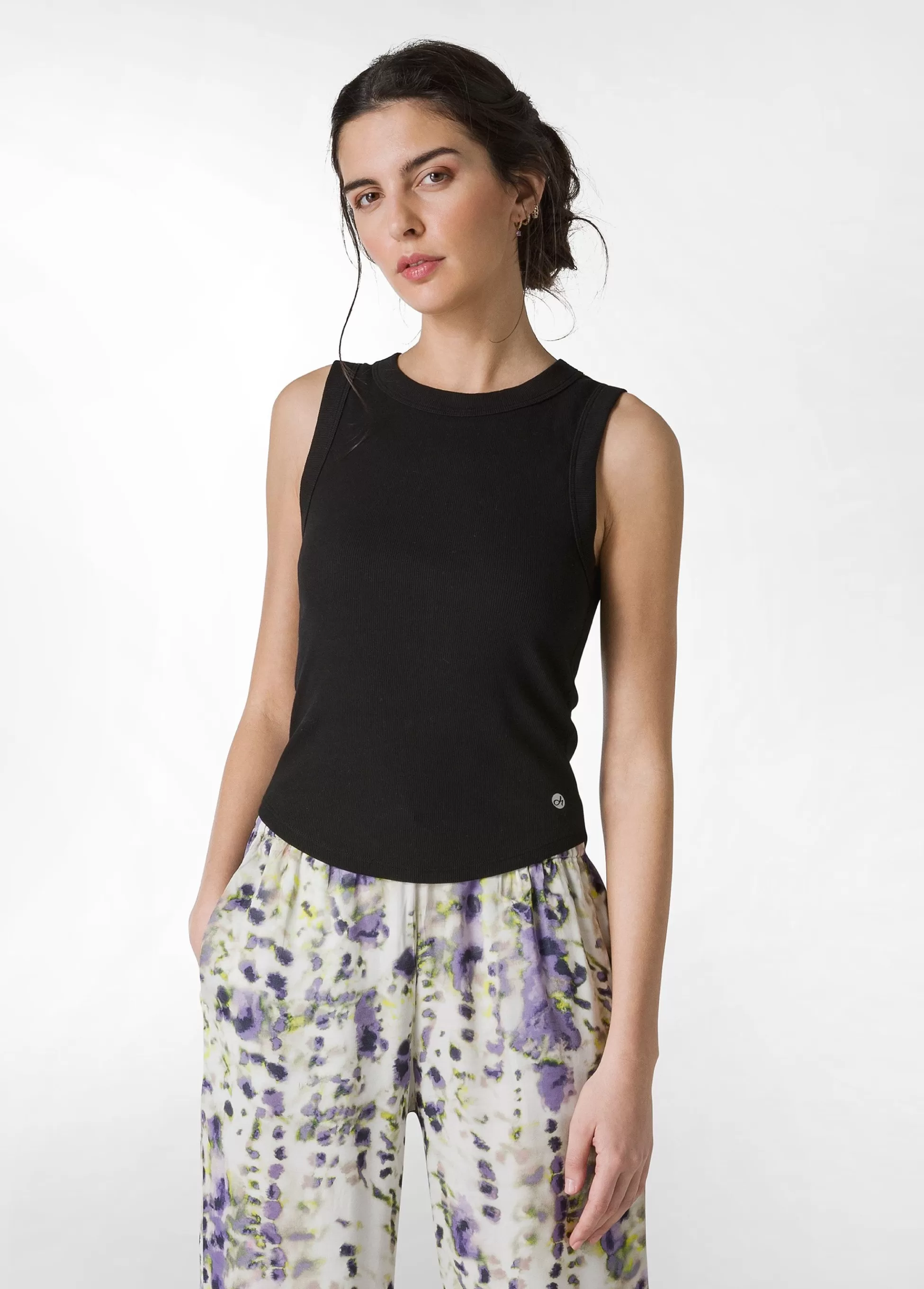Donna DEHA Top & T-Shirts*Top In Costina Effetto Vintage Nero