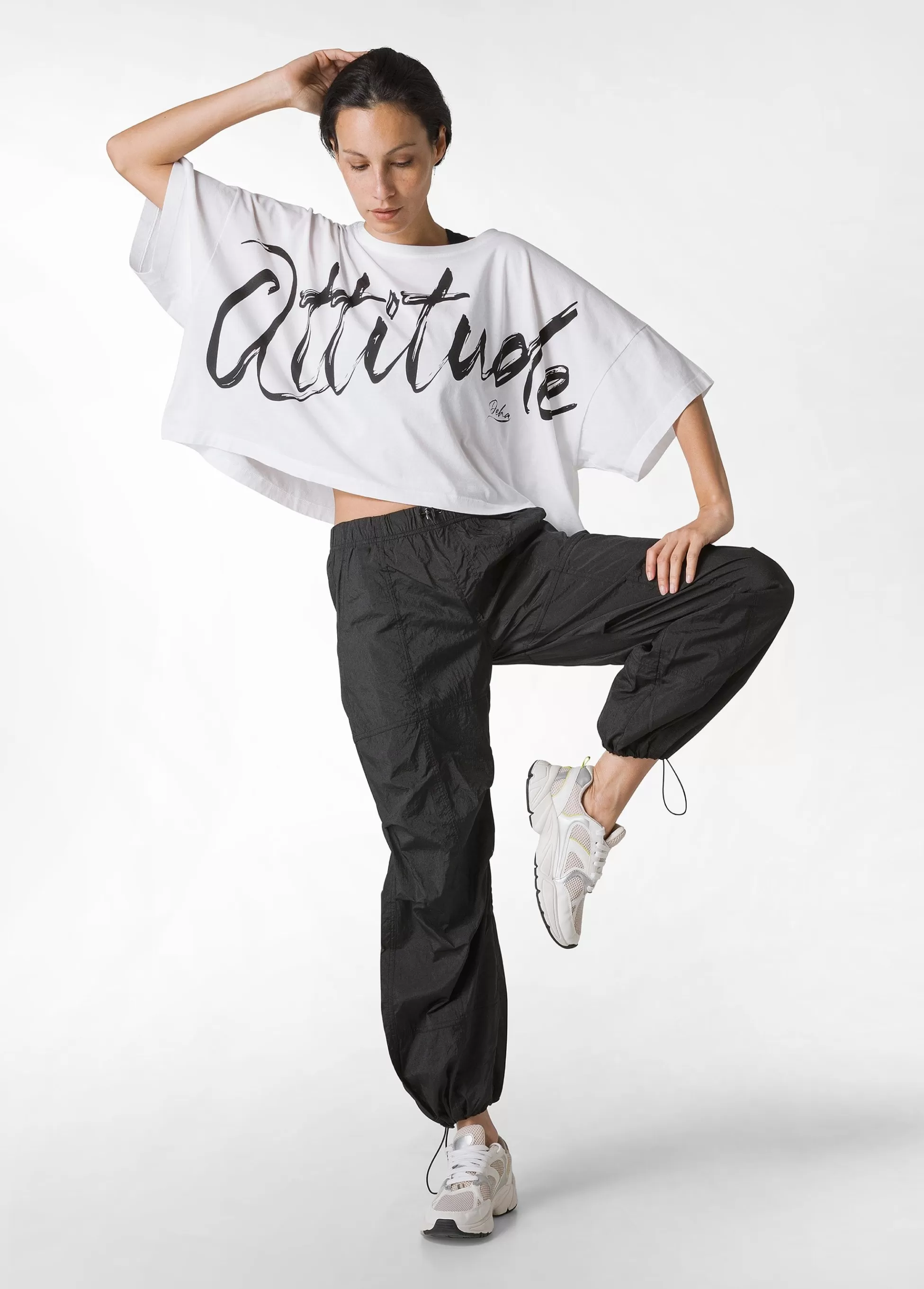 Donna DEHA Top & T-Shirts*T-Shirt Cropped Leggera Effetto Vintage Bianco
