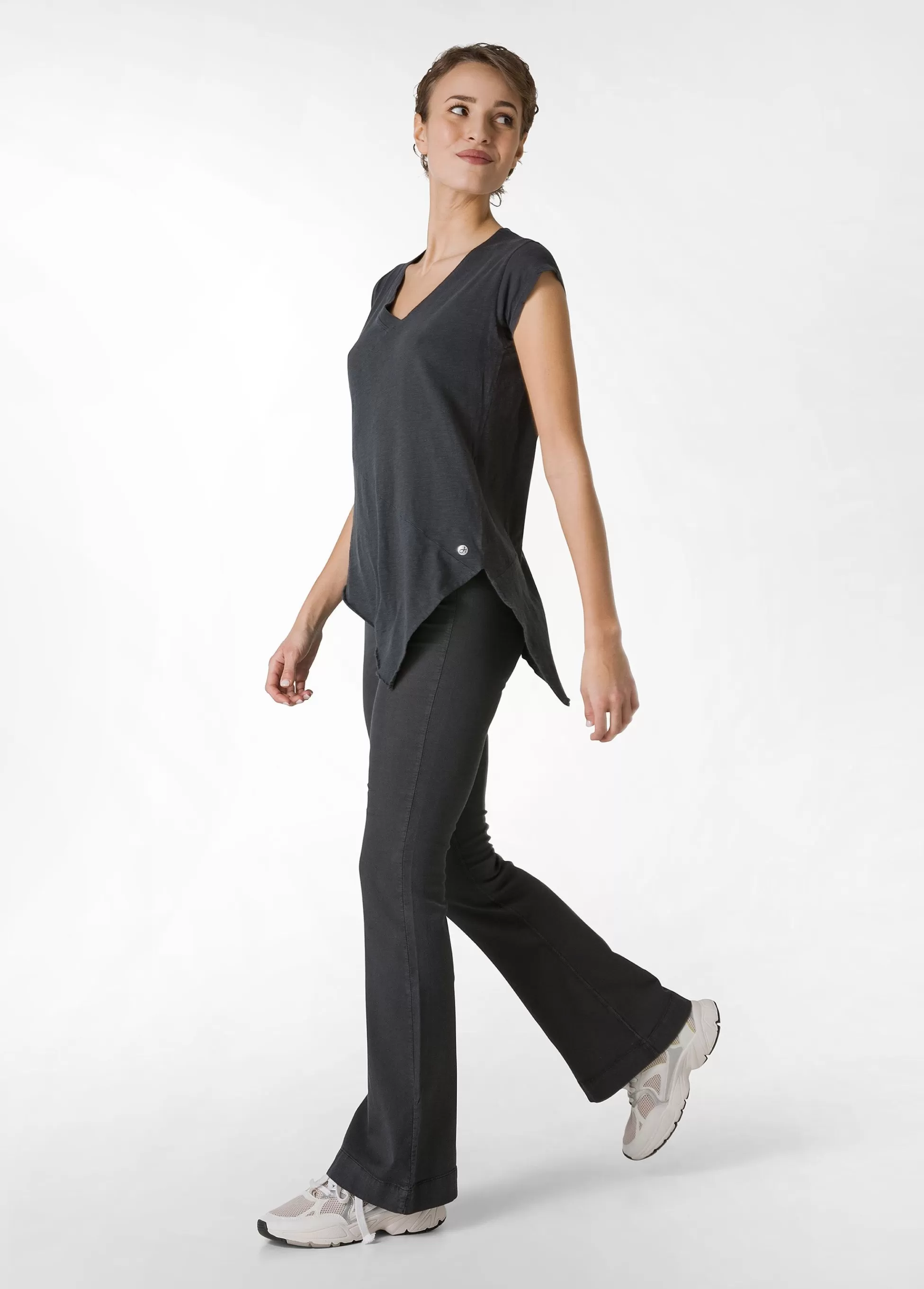 Donna DEHA Top & T-Shirts*T-Shirt Fiammata Effetto Vintage Nero