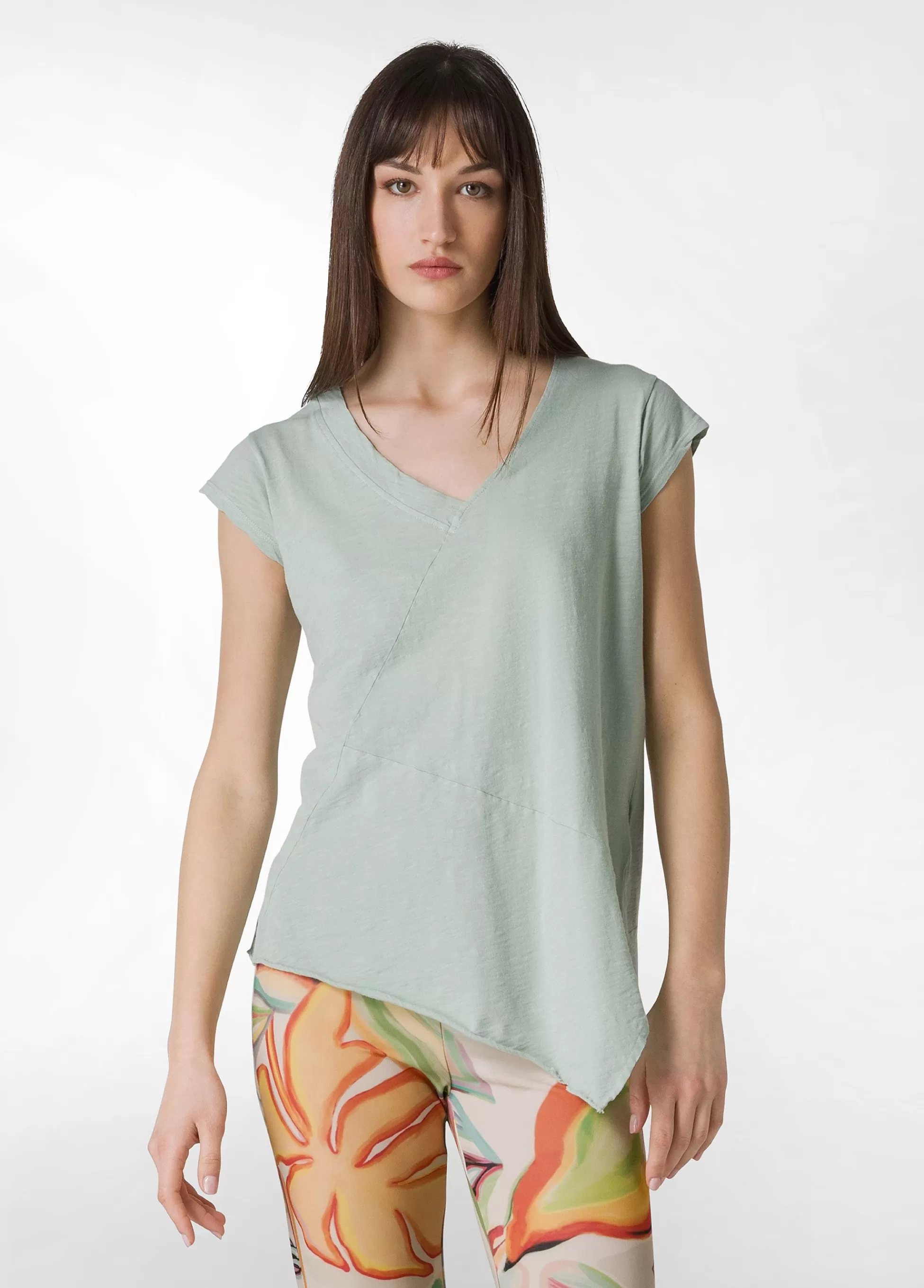 Donna DEHA Top & T-Shirts*T-Shirt Fiammata Effetto Vintage Verde