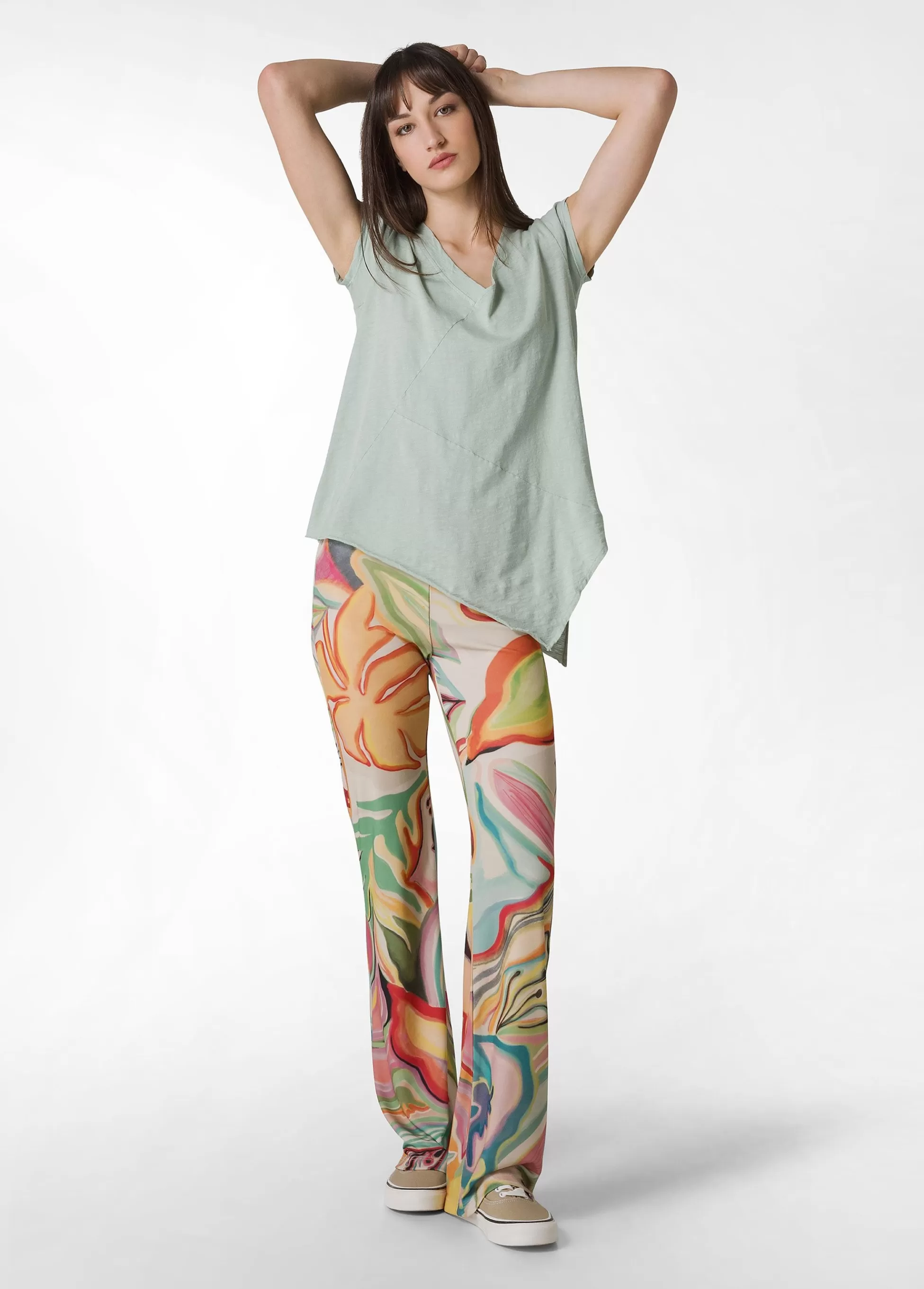 Donna DEHA Top & T-Shirts*T-Shirt Fiammata Effetto Vintage Verde